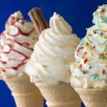 soft serve ice cream cones with sprinkles