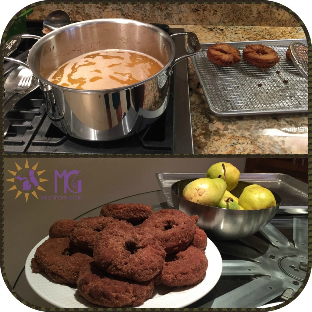 homemade doughnuts with bubbling oil on stove