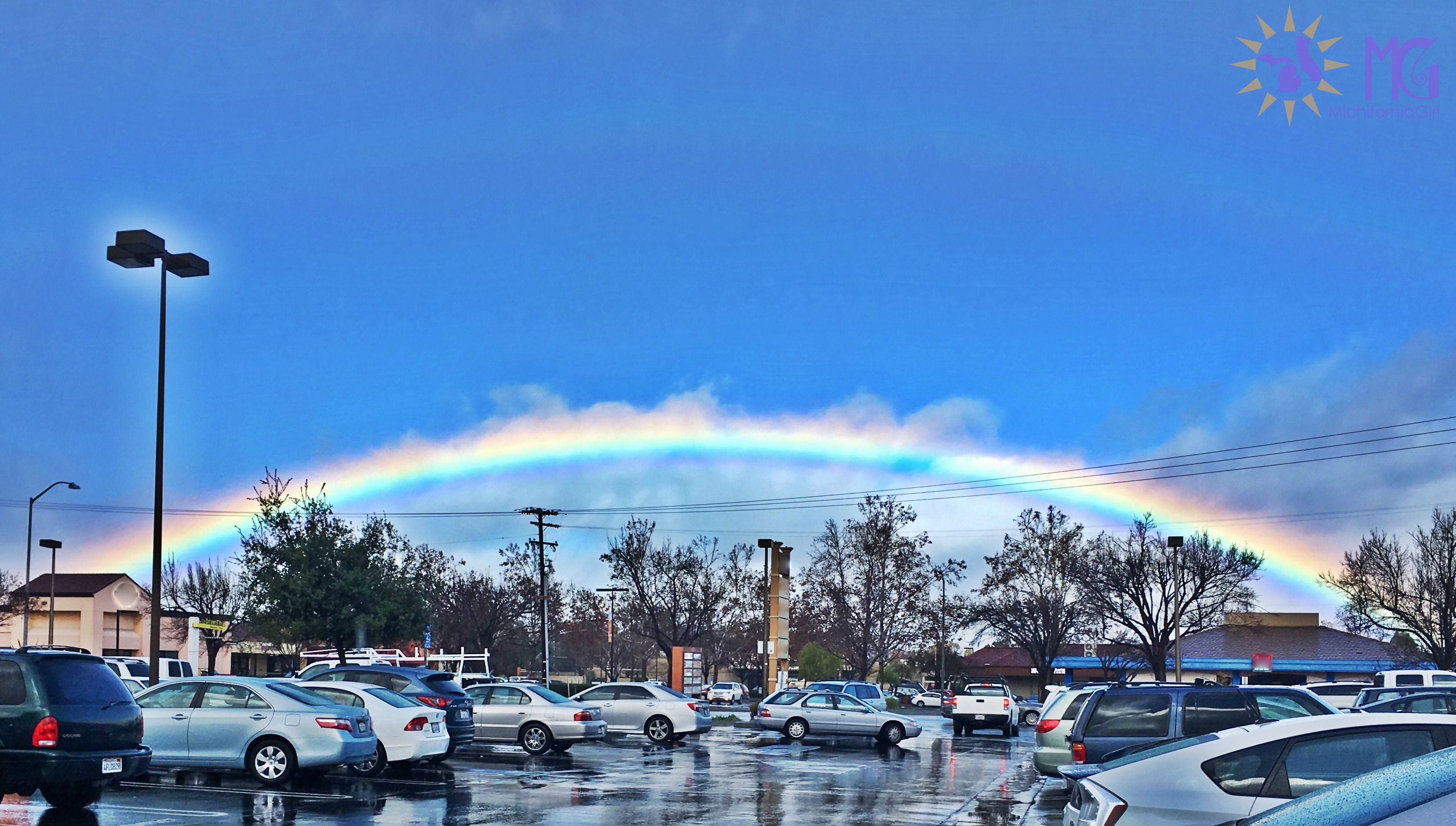 beauty of being lost california rainbow in blue sky