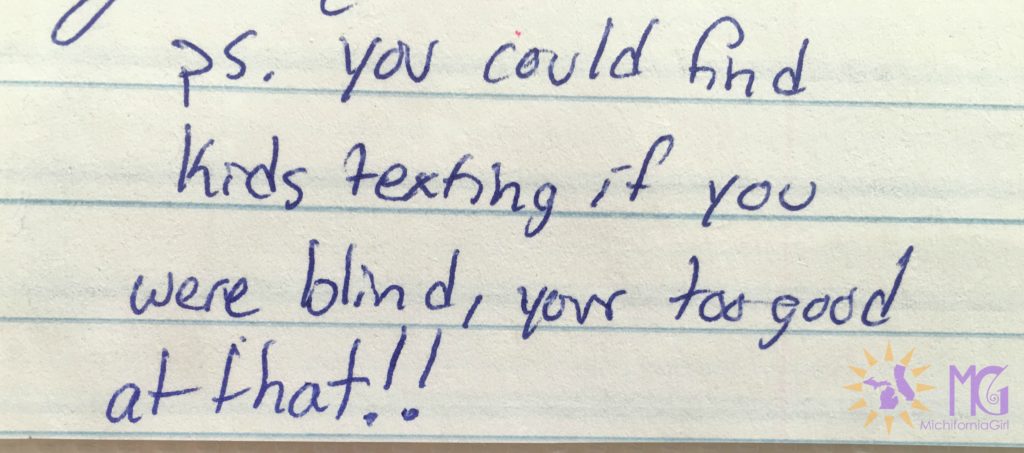 you could find kids texting if you were blind note